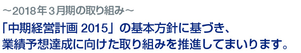 2018年3月期の取り組み