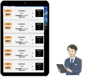 シャトルバス乗車確認操作画面