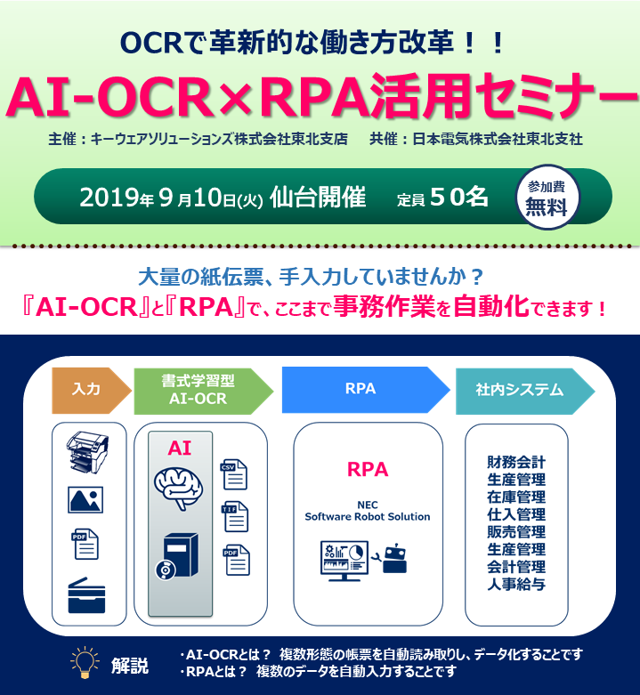【仙台開催】AI-OCR×RPA活用セミナー概要１